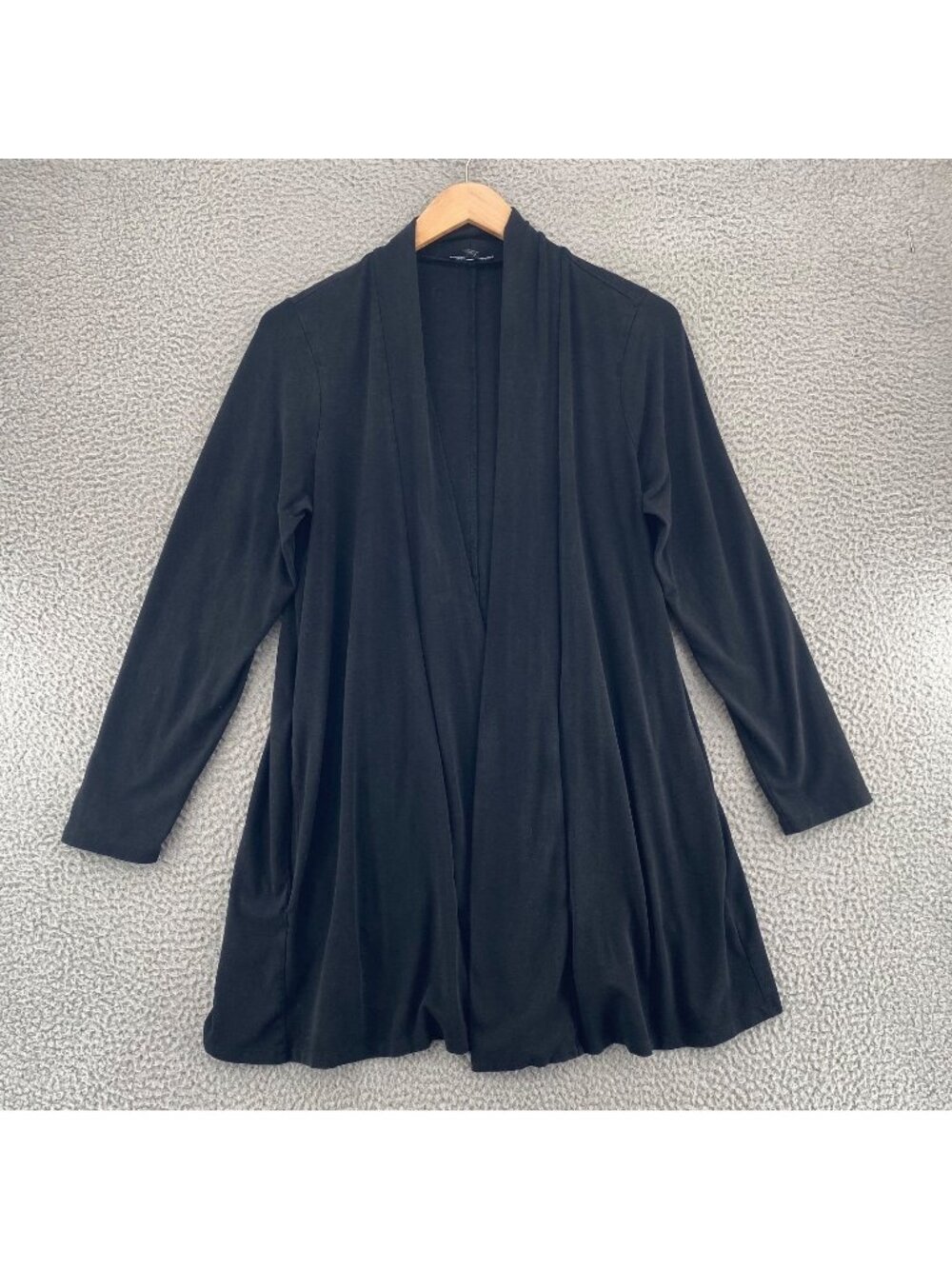 Eileen Fisher Sweater Womens Medium Black Cardigan Long Sleeve Stretch Pockets